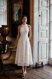 Caroline Floral Jacquard Maxi Dress in White