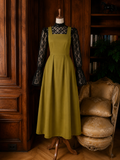 Sybil Cotton Midi Pinafore Dress in Olive