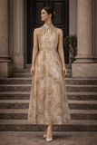 Esme Champagne Gold Lace Maxi Dress