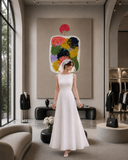 Caroline Floral Jacquard Maxi Dress in White