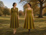 Sybil Cotton Midi Pinafore Dress in Olive