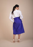Ava Long Skirt in vivid ultra violet ribbed woven fabric