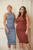 Lena Ribbed Fitted Midi Dress
